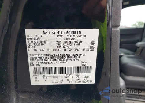2012 Ford Escape Limited from USA, damaged, VIN 1FMCU9EG3CKC46945